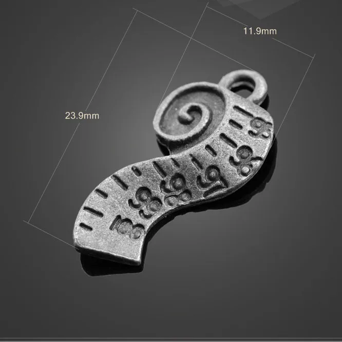 

High Quality 20 Pieces/Lot 11mm*23mm Antique Silver Plated Diy Metal Charm Measuring Tape Ruler Charms For Jewelry Making