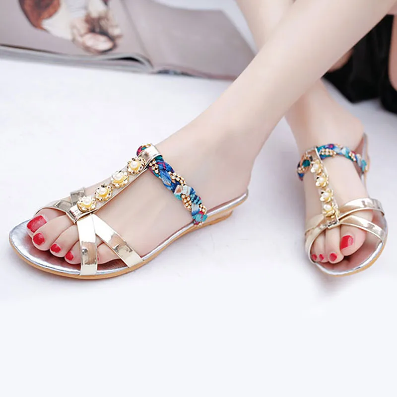 2017 Летние Случайные Тапочки Женщин Плоским пятки Моды Клин Дышащий Цветок обувь