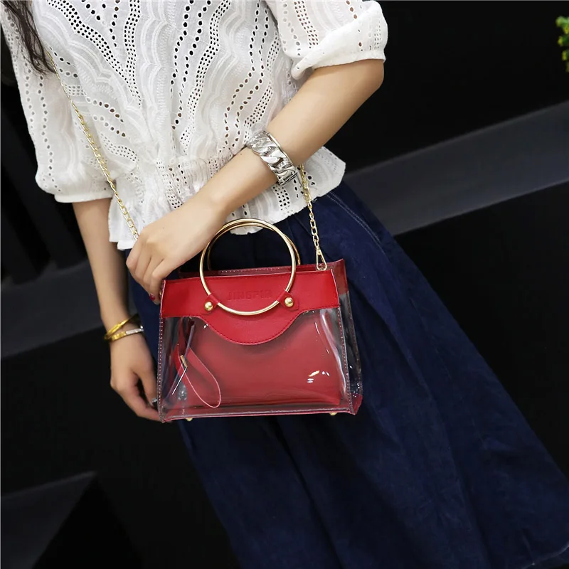 2019 Новая модная женская сумка через плечо с прозрачной застежкой молнией и