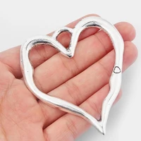 2 pcs trendy antique large open heart charms pendants for necklace diy jewelry making findings 79x67mm