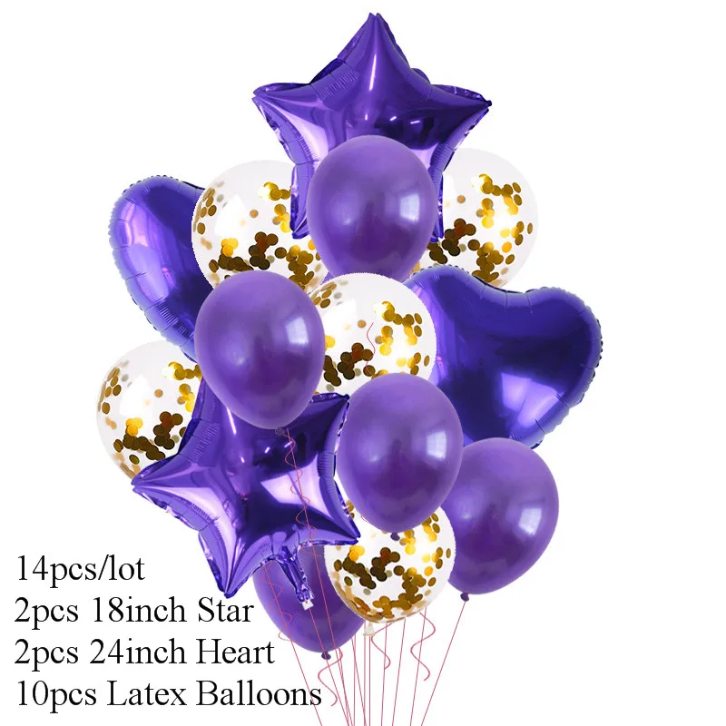 14pcs style 9 14 шт. Сердце Звезда Золотой воздушный шар "Конфетти" с днем рождения металлический хромированный шарики, День подарков будущей матери Свадебный декор баллоны с гелием - Цвет: 14pcs style 9