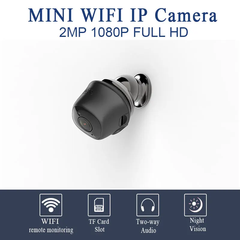 KONLEN Крытая 2MP Мини wifi IP камера 1080P HD инфракрасная маленькая CCTV домашняя охранная камера наблюдения sd-карта слот приложение монитор