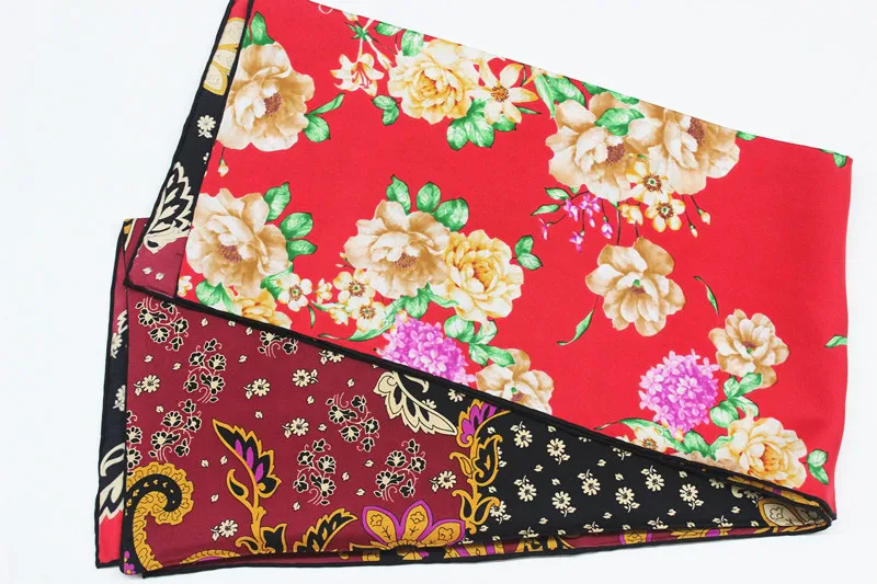 Новый Модный женский шарф 100% саржевый Шелковый квадратный три цвета строчка