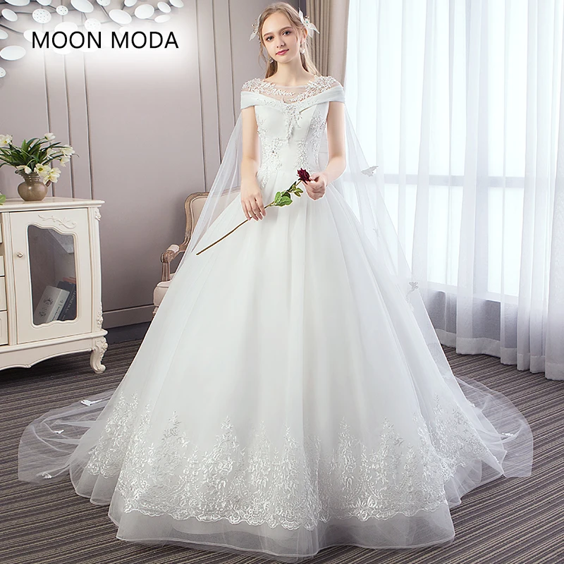 

Lace wedding dress 2020 with long tail bride dress plus size ball gown muslim wedding-dress vestidos de novia real photo