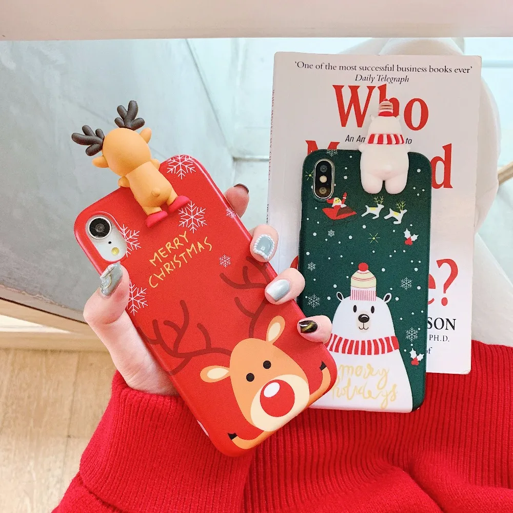 Зимний чехол для телефона iPhone 6 6s Plus 3D милый мягкий 7 8 X Christma Олень XS max XR |