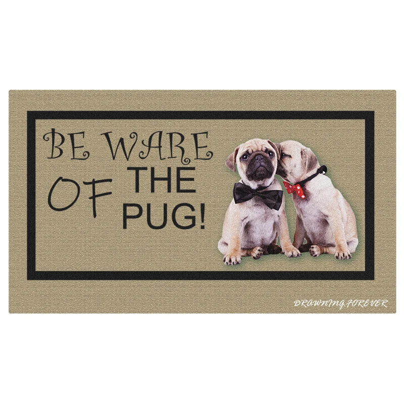 Будьте осторожны мопса! Клейкие прямоугольные маты Современные Входные Коврики