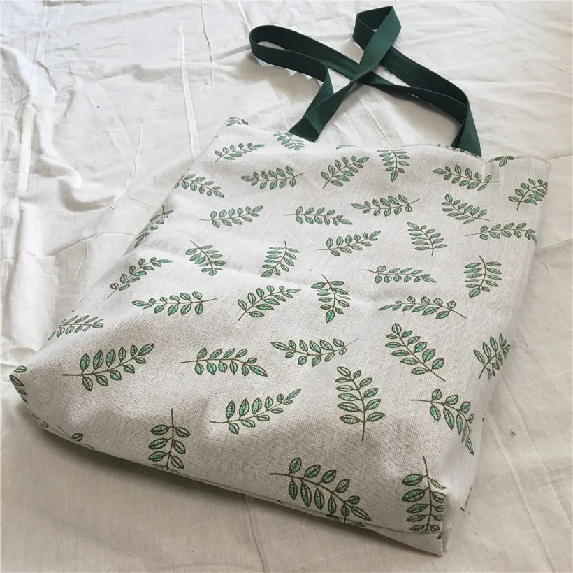 YILE Cotton Linen 2 Sided Eco Shopping Tote Shoulder Bag Green Olive Leaf 8530-6 | Багаж и сумки