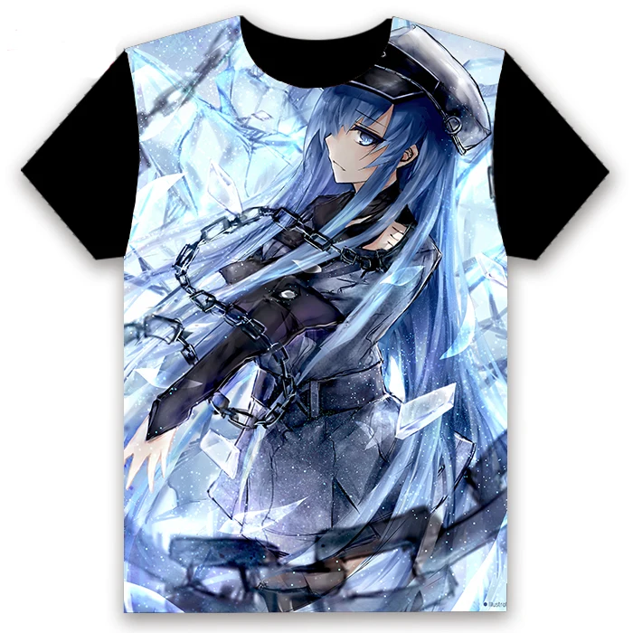 Модная мужская футболка аниме Akame ga KILL! Esdeath/повседневная черная унисекс с