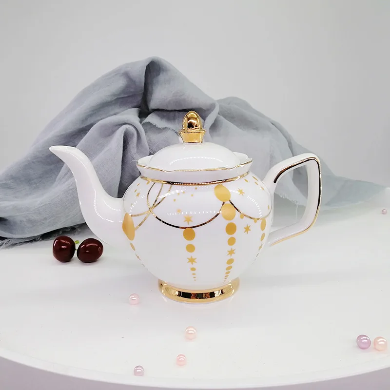 Glod Teapot 1 шт., скандинавский роскошный фарфоровый чайный горшок, чайный поднос, сахарный горшок, молочный кувшин, кофейная кружка, чашка, блюдце, набор, свадебный подарок - Цвет: Glod Teapot