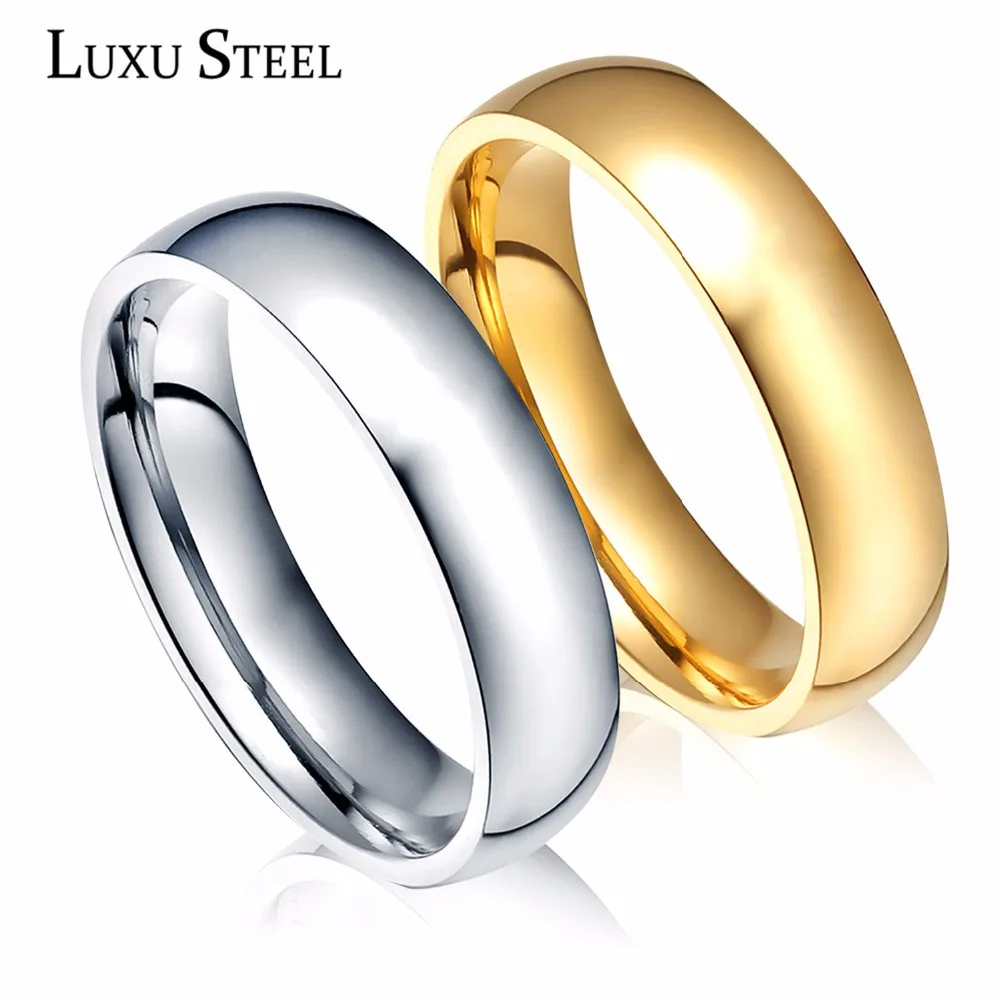 LUXUSTEEL набор anillos высокой полировки золотого и серебряного цвета пара колец