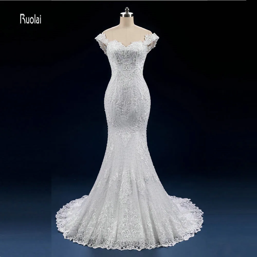 

vestido de noiva Luxury Mermaid Wedding Dresses 2018 Long Train Sweetheart Beading Off the Shoulder Royal Wedding Gowns