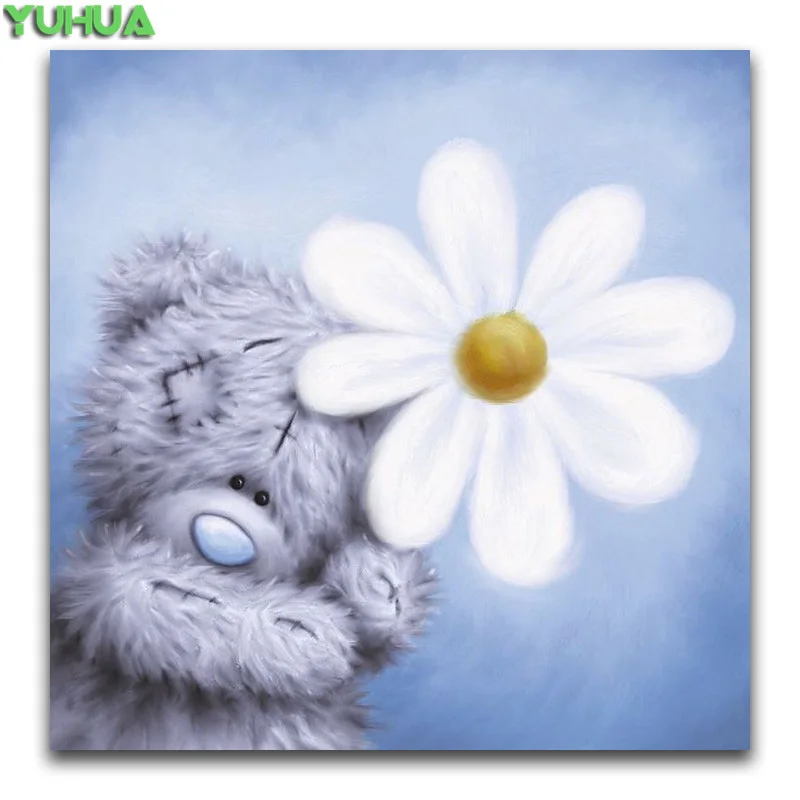 5D DIY Алмазная вышивка крестиком на рисунке, Teddy Bear полная квадратная Алмазная вышивка мультфильм животных Круглый Алмазная мозаика «любящее сердце» - Цвет: 8