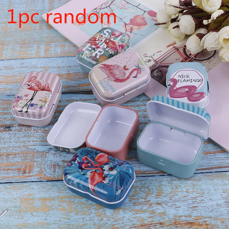 Flamingo Mini Sealed Tin Box Jar Packing Boxes Nail Sicker Storage Cans | Красота и здоровье