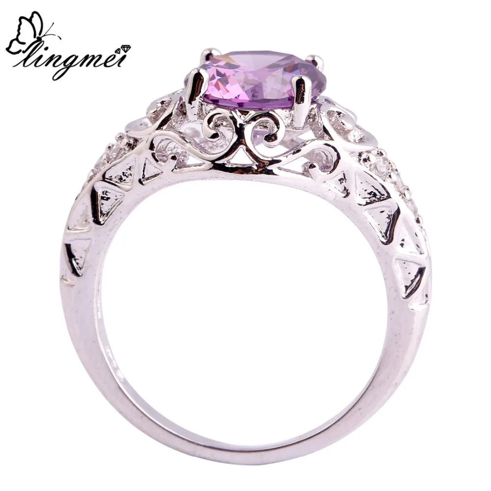 Женское кольцо с фиолетовым радужным и белым фианитом Размеры 6 10 11|ring size|women fashion