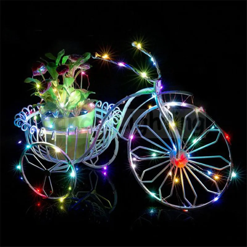 multicolor SZYOUMY 5 м 3 м 2 м 1 м светодиодный Медный Серебряный провод гирлянды сказочная гирлянда год рождество дом Свадьба CR2032 батарейка - Испускаемый цвет: multicolor