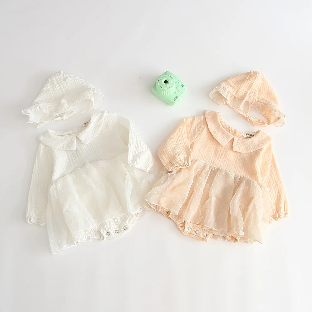 

Baby Girls Patchwork Tutu Dot Ruffles Sweet Kids Romper Toddler Child New Spring Autumn Ruffles Birthday Clothes Romper