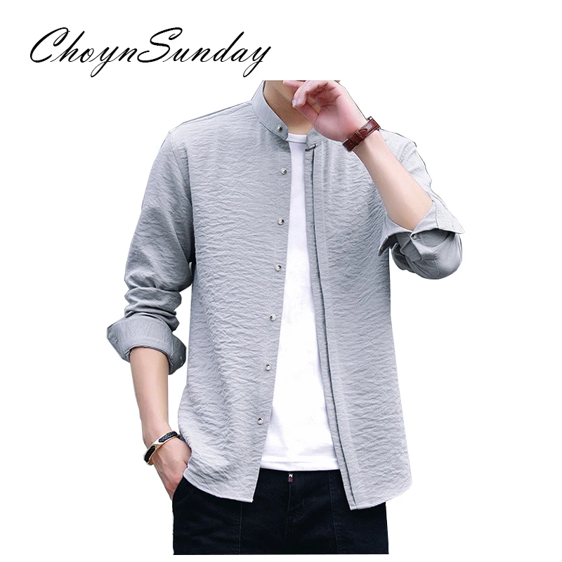 ChoynSunday 2018 Новая тонкая белая Повседневная рубашка с длинными рукавами мужская
