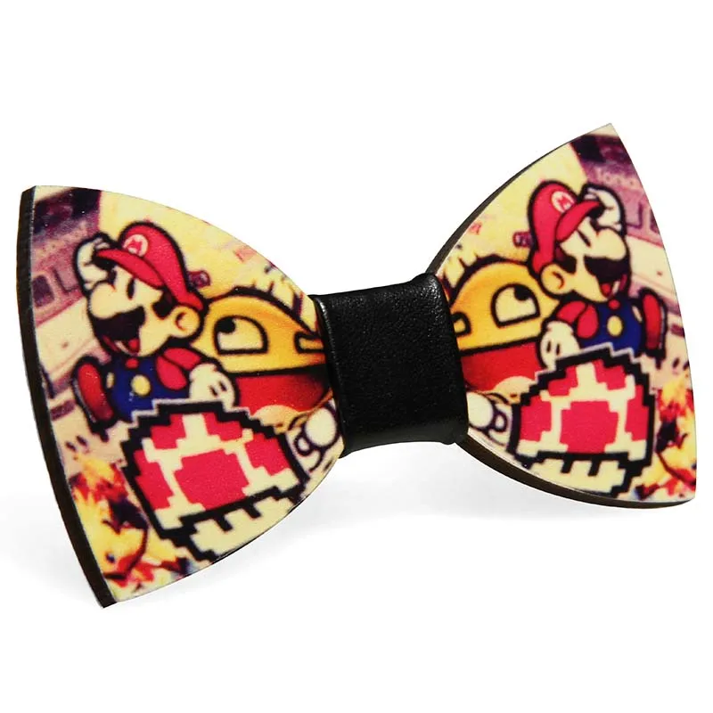 Модные Weastern деревянный с бантом для свадьбы красочные Bowties галстук звездное небо