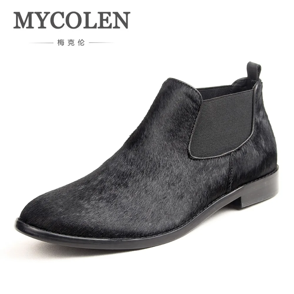 MYCOLEN 2018 Winter Fashion Casual For Men Ankle Chelsea Boots Male Shoes Cow Leather Quality Slip Ons Motorcycle Man Boot | Обувь