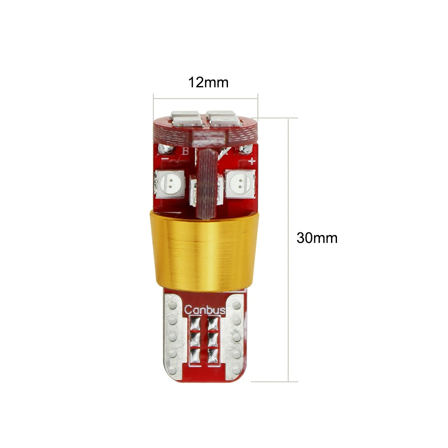 YCCPAUTO W5W T10 LED Canbus Auto Car Turn Side Wedge License Lamp White Non Polarity Bulb Red Yellow Blue 12v 3030SMD 1PCS | Автомобили и