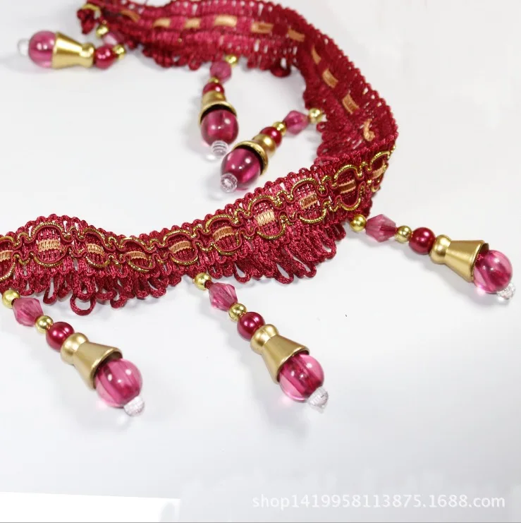 Роскошная кружевная лента с бусинами и кристаллами швейная отделка занавеска