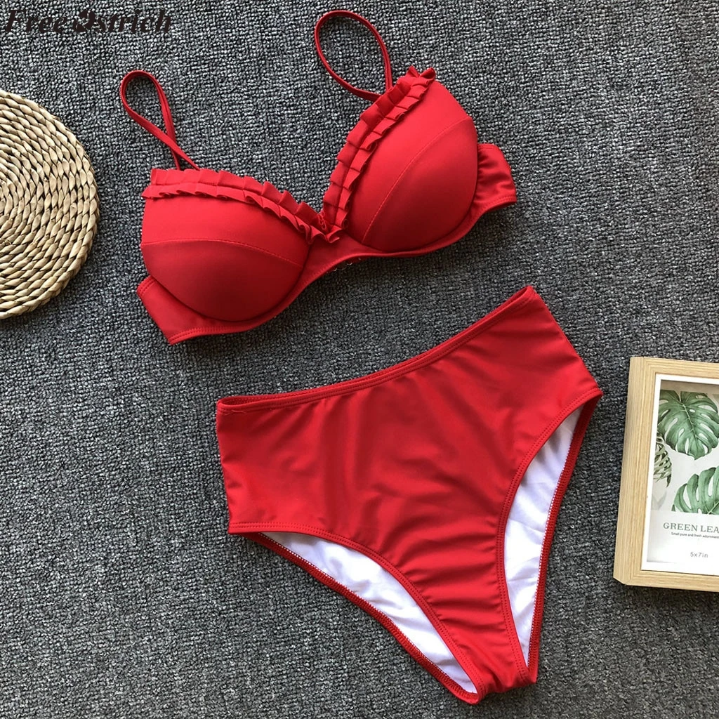 Бесплатная страуса 2019 Новый сексуальный женский гофрированный Сплит комфортное