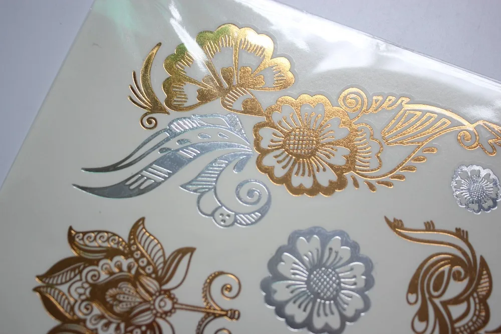 Новый Индийский Арабский дизайн золотой серебряный flash племенных хна тату