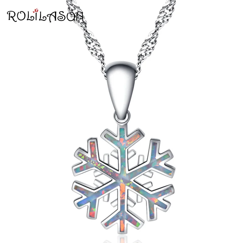 Ожерелье ROLILASON в стиле снежинки восхитительное ожерелье с белым огненным опалом