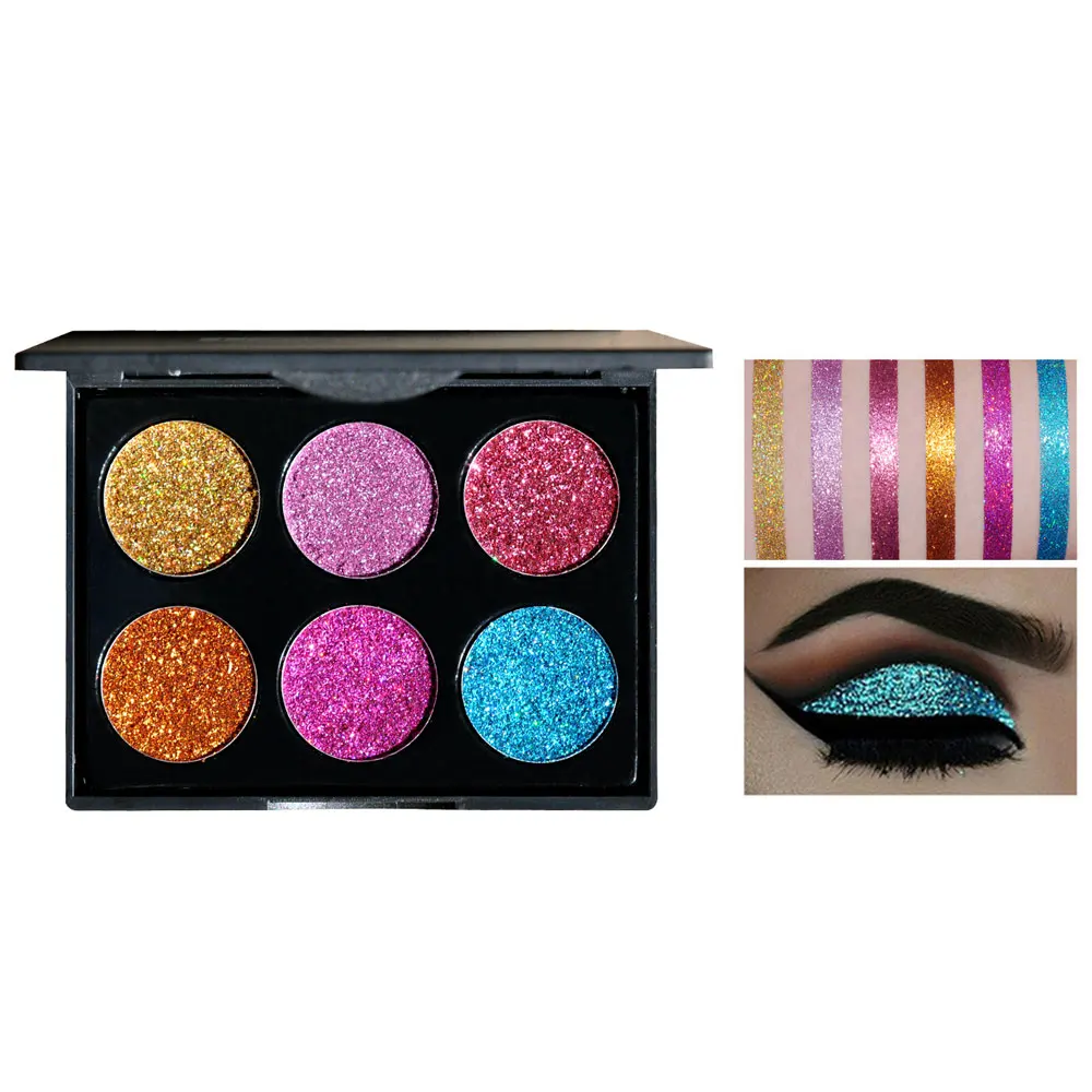 6 цветов макияж для глаз матовые блестящие тени век алмазные мерцающие праймер