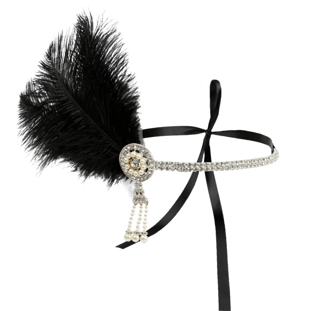 Винтажный ободок для волос 1920-х годов Великого Гэтсби флиртующий фасцинатор для элегантных женщин-аксессуар для коктейльных костюмов 20-х годов.