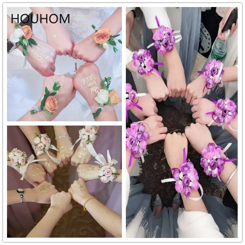 Подарок подруге невесты временные наклейки команды искусственный цветок на