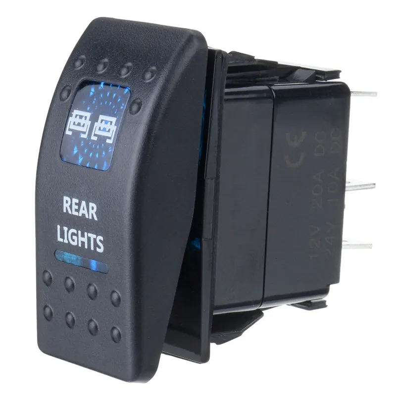 Rear Light 1x12 V/20A 24 V/10A Водонепроницаемый автомобиля морской синий Лодка Тумблер кулисный переключатель светодиодный светильник бар туман задняя ВКЛ-ВЫКЛ 5 Pin-код - Цвет: Rear Light