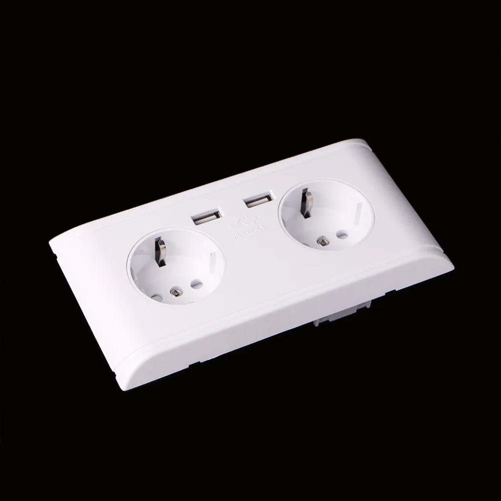 16а настенное зарядное устройство с двумя гнездами, адаптер с двумя usb-портами, штепсельная розетка европейского стандарта, панельные розетки