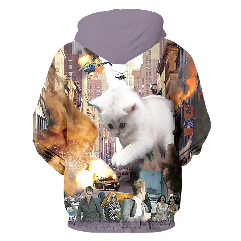OGKB пуловер Мужской Горячий с капюшоном 3D толстовки печати животных кошка уличная