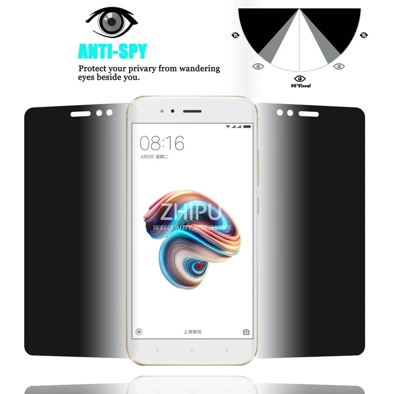 Закаленное стекло для защиты экрана xiaomi mi 5X 2.5D Arc Edge Anti-Spy Privacy Защитная пленка |