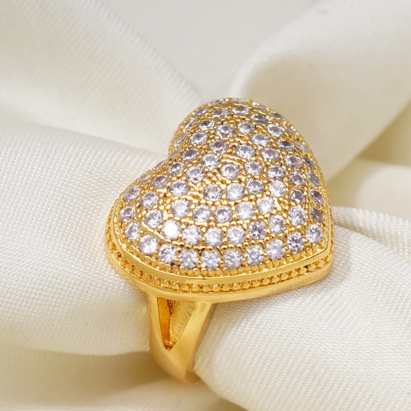 Hyperbole Luxury Wedding Unique Gold Plt Rings for Women Middle East Style Cubic Zircon Fashion Dubai Jewelry Dropshipping