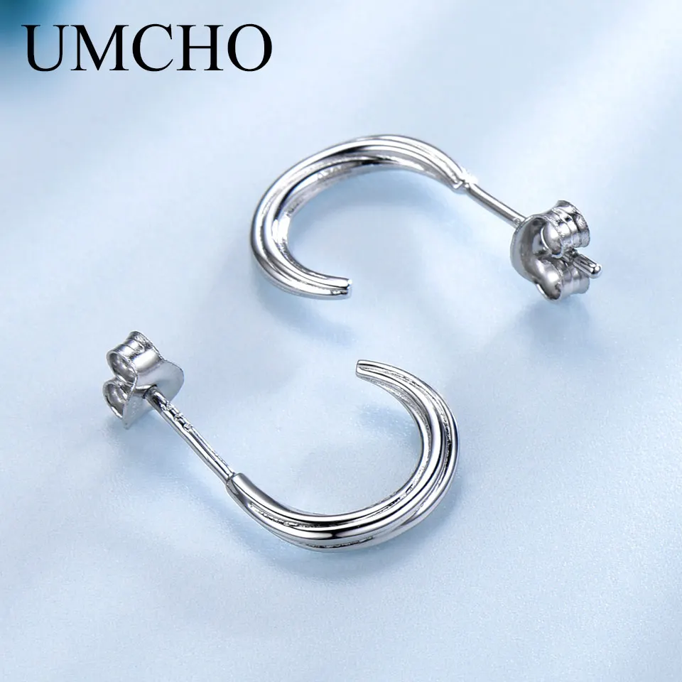UMCHO 100% Настоящее серебро 925 пробы Серьги Простые Модные серьги гвоздики для