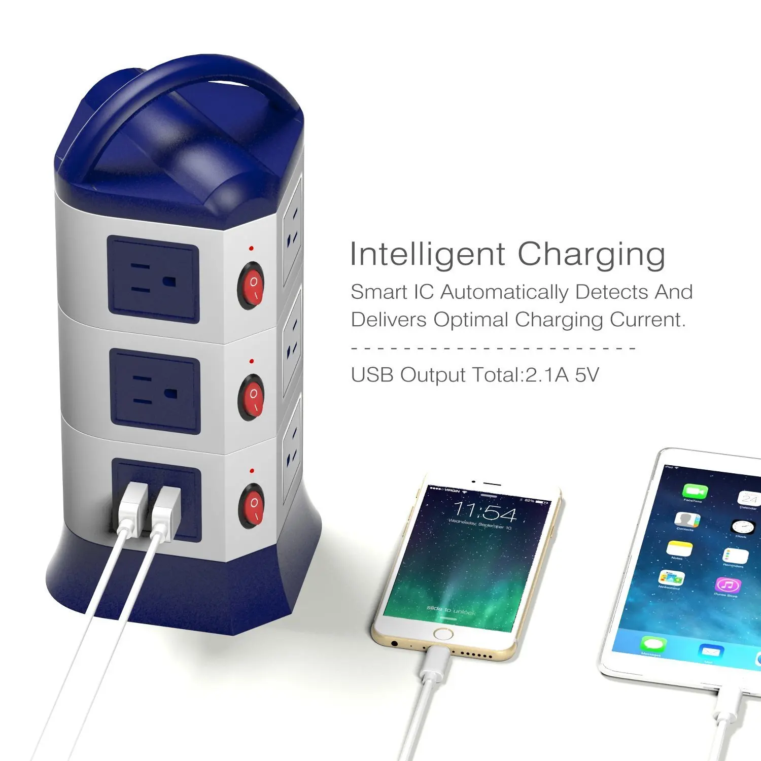 Сетевой фильтр для башен 1,8 м выдвижной удлинитель USB разъем 11 розеток 2 порта usb индивидуальный переключатель управления