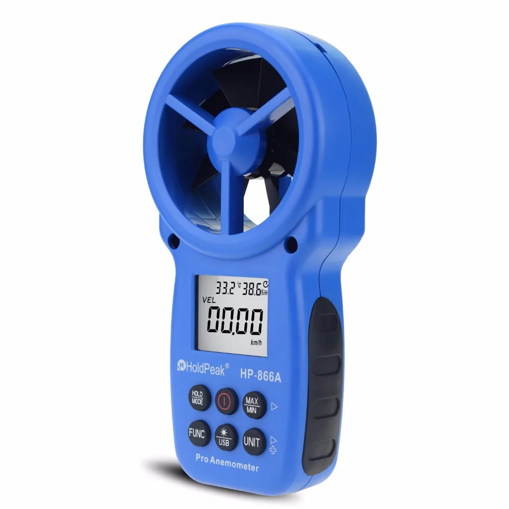 HoldPeak HP-866A Профессиональный Анемометр USB ветер Скорость метр потока Logger Air тестер