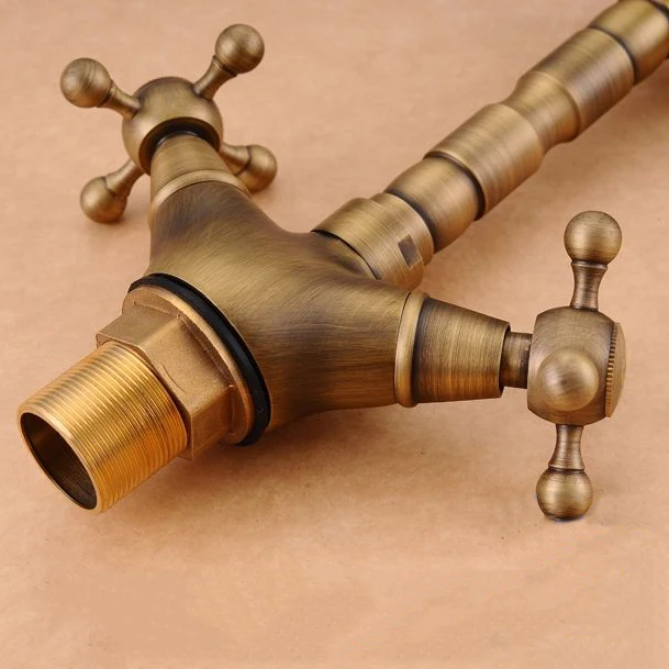 Смеситель для раковины Античная Латунь Ванная комната раковина кран 360 градусов