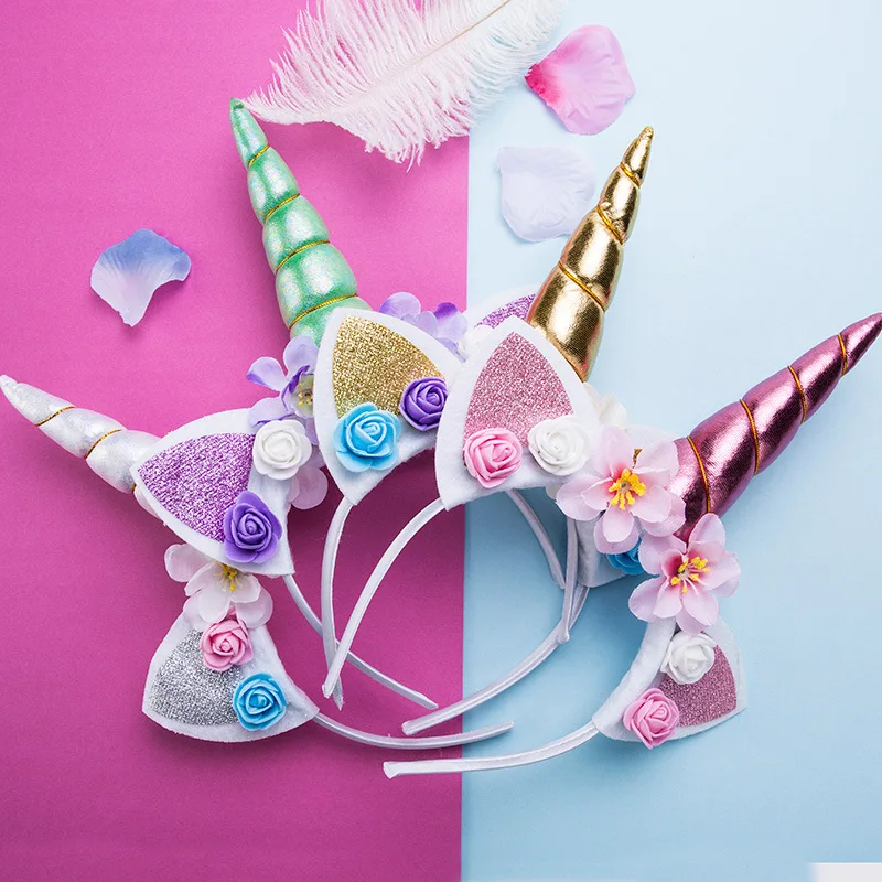 

1Pcs/lot Unicorn Theme Colorful Birthday Gift Ornaments For children's Hair Event Party Supplies Hat Girls Headdress Dance Party