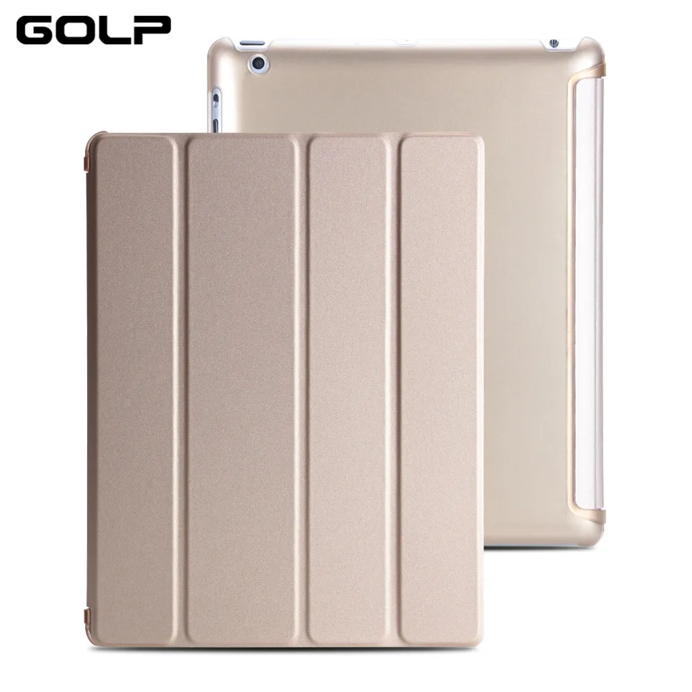 Чехол для ipad 2, 3, 4 Чехол, флип-чехол из искусственной кожи для ipad 2, смарт-подставка держатель чехол для ipad 3, Жесткий ПК задняя крышка для ipad 4 - Цвет: Gold