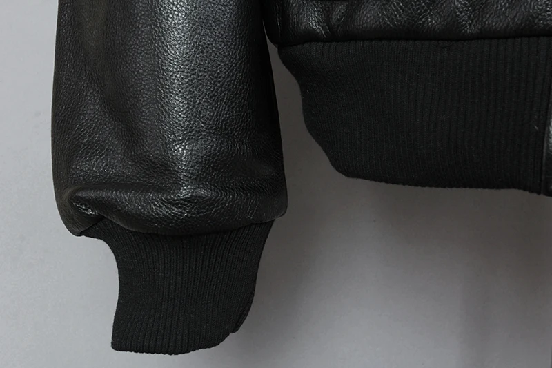 Fashion Motorcycle Jacket Men Air Force Flight Genuine Leather Jacket Black Cowskin Bomber Jacket Fur collar Winter Coat