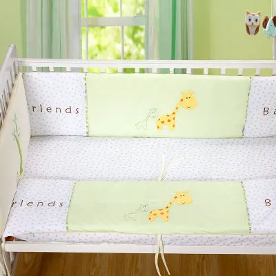4pcs bumpers Обезьяна Жираф Лев хлопок мягкая детская кроватка бамперы Набор дышащий для новорожденных защитный забор Детские бамперы постельные принадлежности - Цвет: 4pcs bumpers