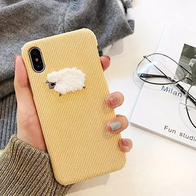 yellow sheep GlamPhone чехол, зимний тканевый чехол для телефона, для iPhone 6, 6s, 7, 8 Plus, 6s plus, X, милый, 3D, мультяшная собака, твердая ткань, задняя крышка - Цвет: yellow sheep