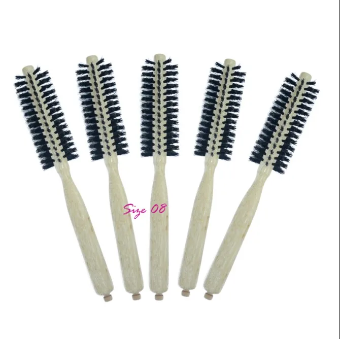 Size 8 5pcs Свинья щетина натуральная деревянная ручка цилиндр волос гребень антистатические не повредить волосы Комфорт Свободные Волнистые Стиль Расческа Несколько выбор - Цвет: Size 8 5pcs