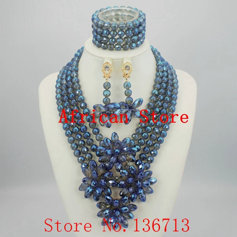 

2016 New Purple Nigerian African Wedding Beads Jewelry Set Plastic Pearl Custome Necklace Jewelry Set Free Shipping 909-5