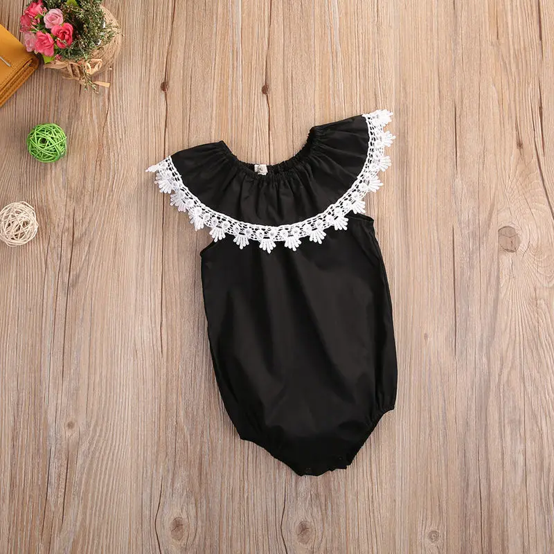 Новый Модный хлопковый комбинезон для новорожденных и маленьких девочек черный