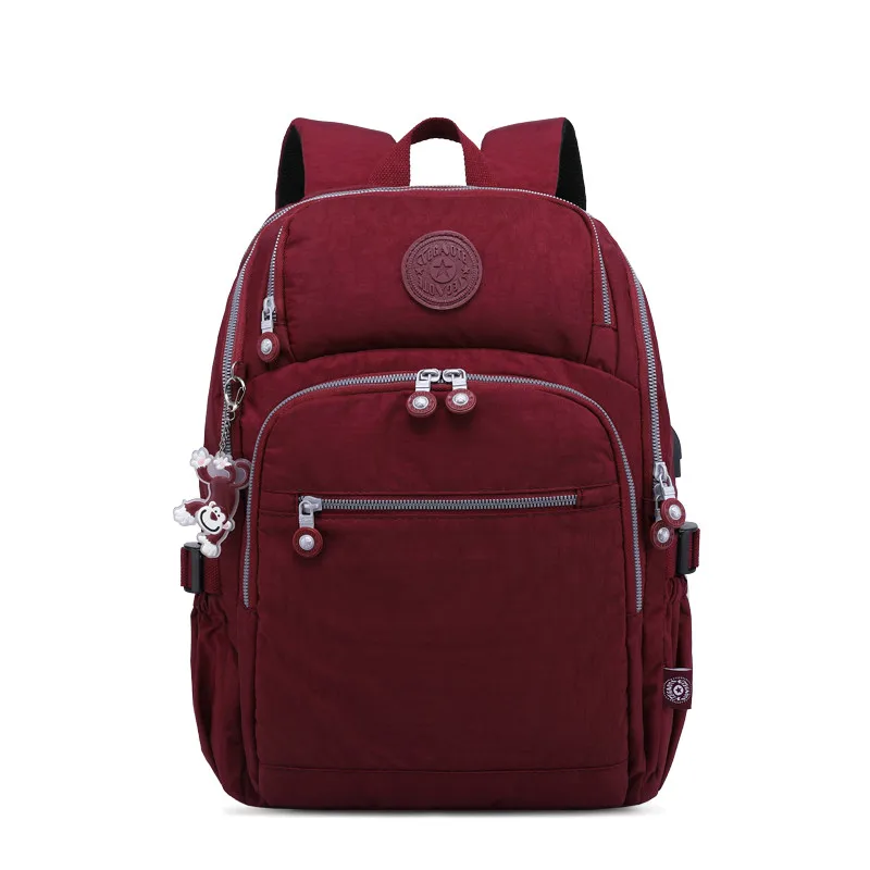 Jujube red TEGAOTE, дизайн, женский рюкзак, Повседневный,, Bolsa, школьный рюкзак для девочек-подростков, Mochila Escolar, брелок "Обезьяна" - Цвет: Jujube red