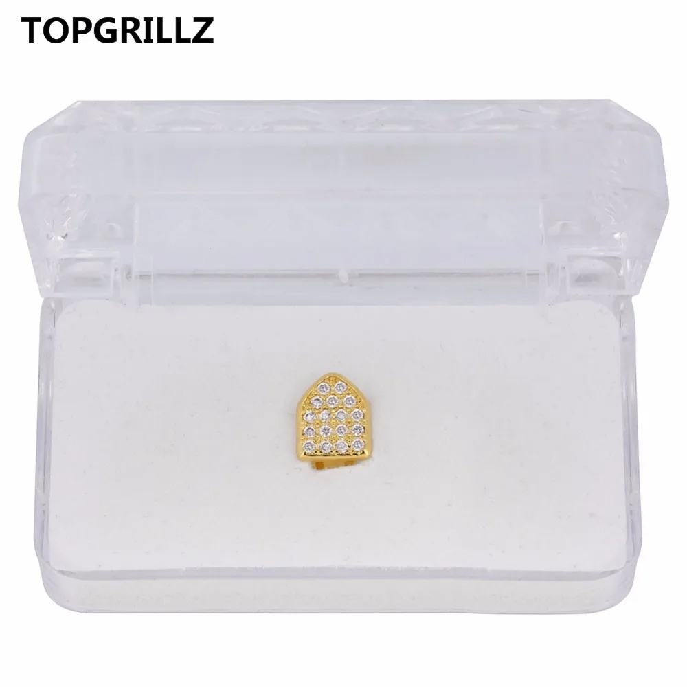 TOPGRILLZ хип хоп Grillz с зубами из чистого золота одной крышкой микро закрепкой